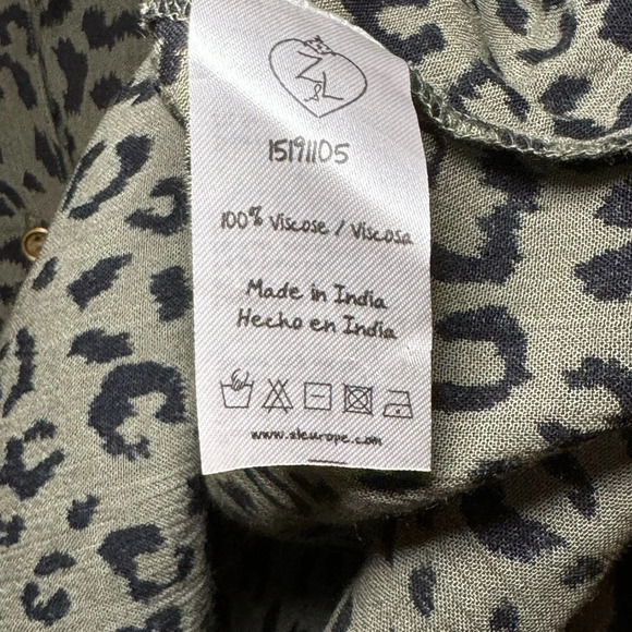 🌻 Z&L Anthropologie Olive Animal Print Gold Embroidered Women's sz Small Blouse - Picture 13 of 14